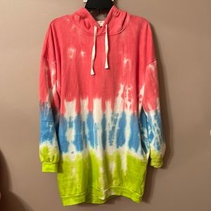 Ultra Flirt Tie Dye Long Sleeve Hooded Dress